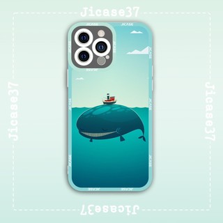 Ốp lưng iphone và samsung xiaomi oppo cạnh vuông Jicase Cá Voi Tàu Thuyền Đánh Cá Biển Cả 