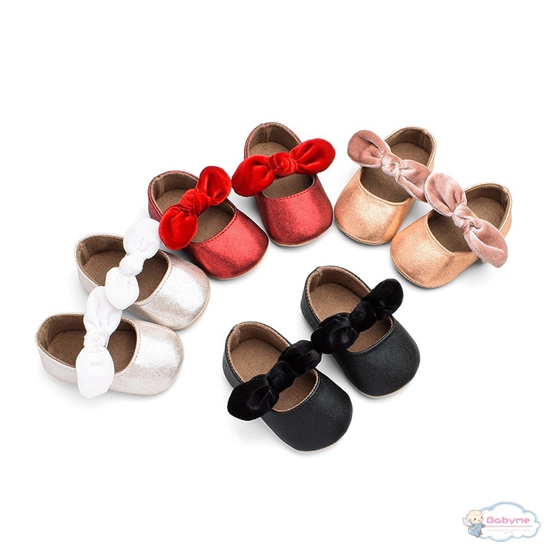 Giày Búp Bê Đế Mềm Đính Nơ Lấp Lánh Cho Bé Gái 0-18 Tháng Tuổi