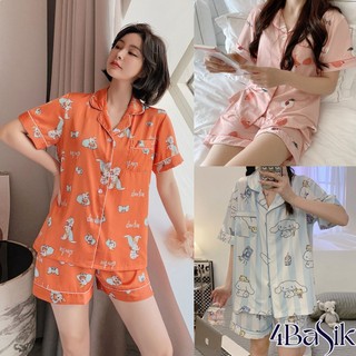 Bộ ngủ nữ cộc tay chất liệu kate cotton nhiều màu siêu xinh - 4BASIC BN06