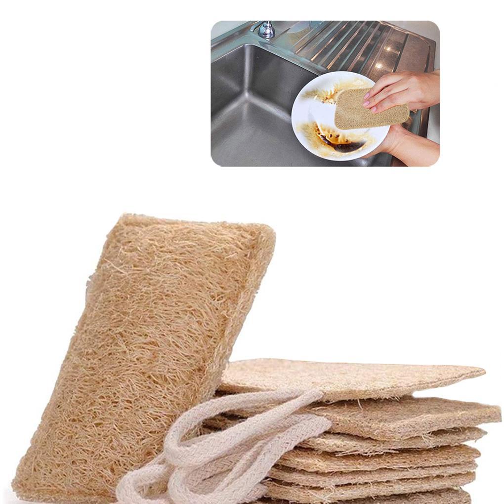 [Coco] Set 6 Miếng Xơ Mướp Mềm Mại Tự Nhiên Dùng Rửa Chén Có Thể Tái Sử Dụng Kèm Dây Treo