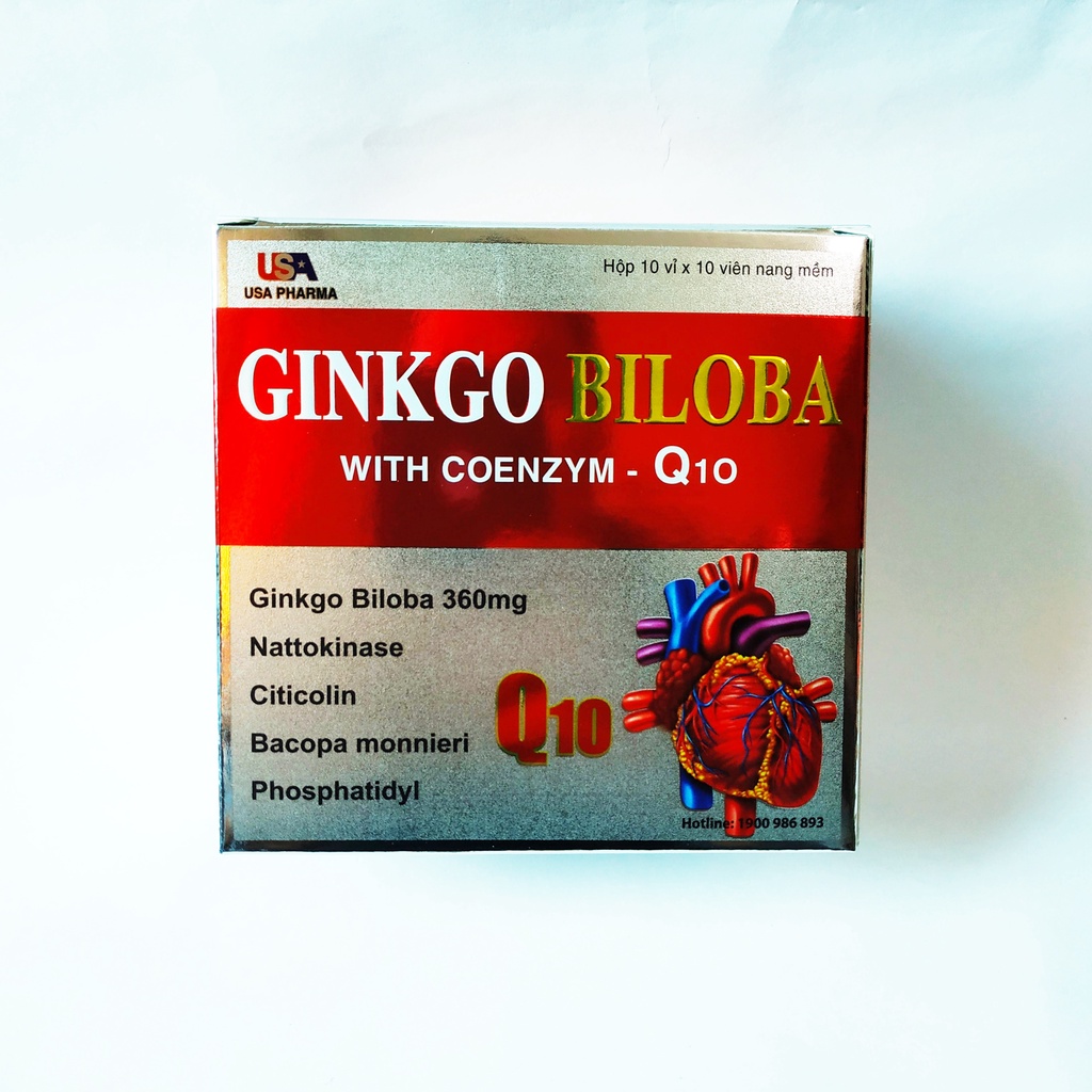 Hoạt Huyết Dưỡng Não Ginkgo Biloba With Coenzyme Q10 - Ginkgo Biloba Q10 - Bổ Sung Dưỡng Chất Cho Não - Hộp 100 Viên