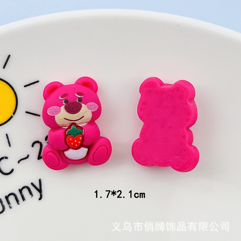 Charm gấu dâu cute | Charm cứng trang trí điện thoại kep tóc DIY slime
