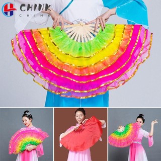 Quạt Múa Bụng Bằng Lụa Màu Sắc Tuyến Tính