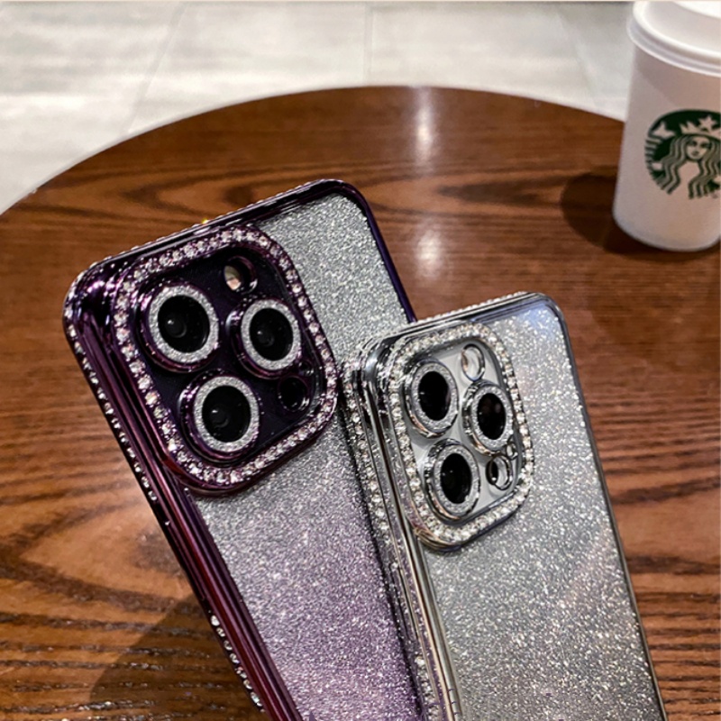 Ốp Điện Thoại Dẻo Đính Đá Lấp Lánh Sang Trọng Chống Sốc Cho iPhone 12 13 14 Pro max 14plus
