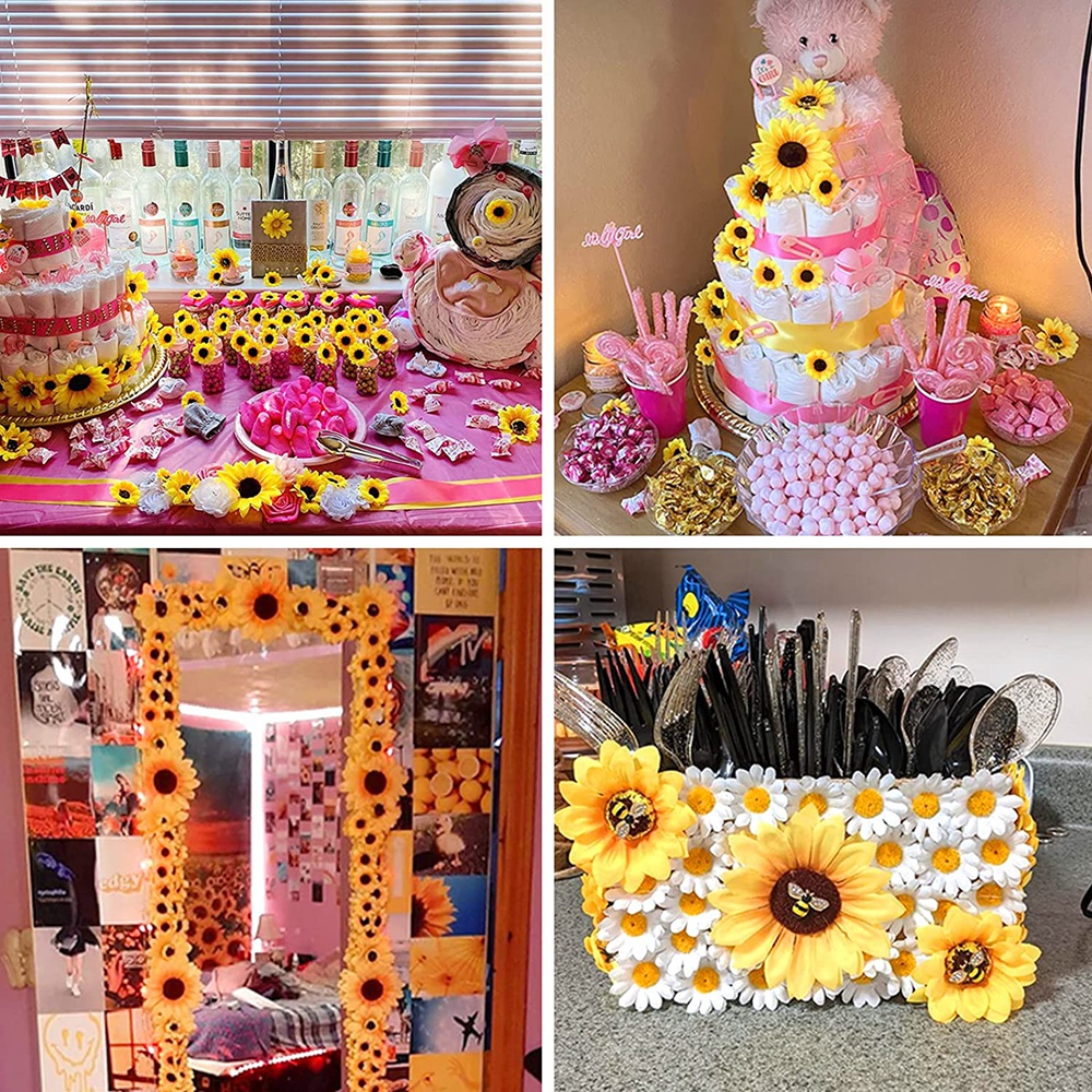 1 Nhánh Hoa Hướng Dương Nhân Tạo Bằng Lụa Kích Thước 4 / 6 / 10CM Dùng Trang Trí Nhà Cửa / Tiệc Cưới DIY