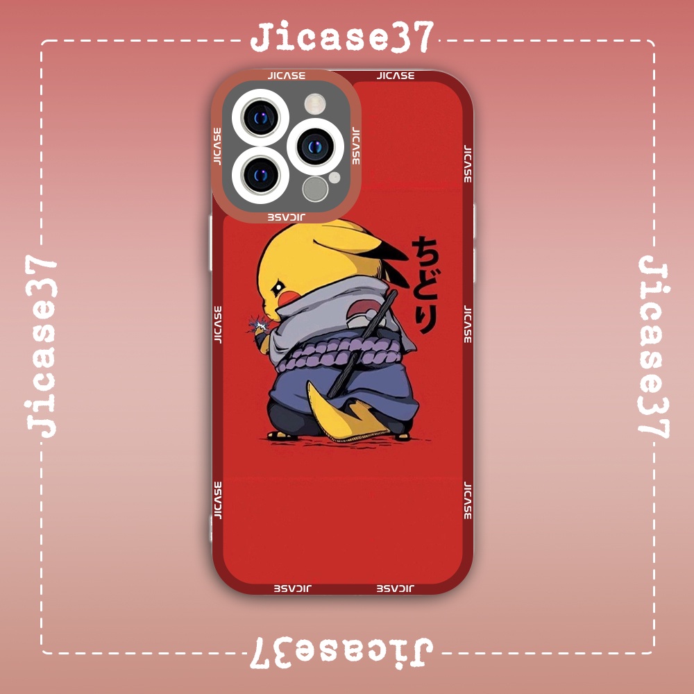 Ốp lưng iphone samsung xiaomi oppo cạnh vuông Jicase JMcase Pikachu Sasuke Pokemon Anime Manga