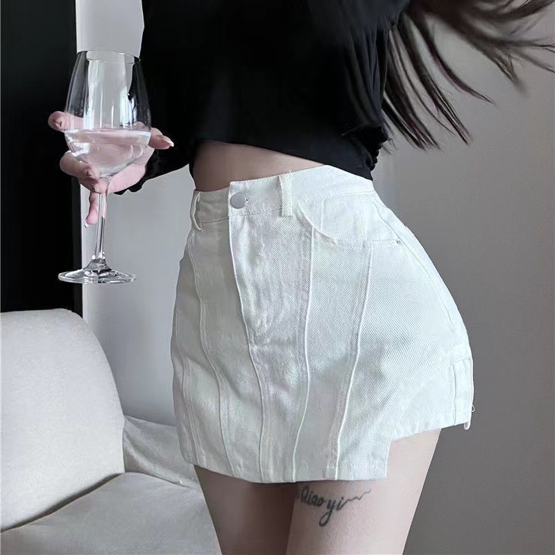 Quần Short Denim Lưng Cao Dáng Rộng Thời Trang Mùa Hè Phong Cách Hàn Quốc Cho Nữ