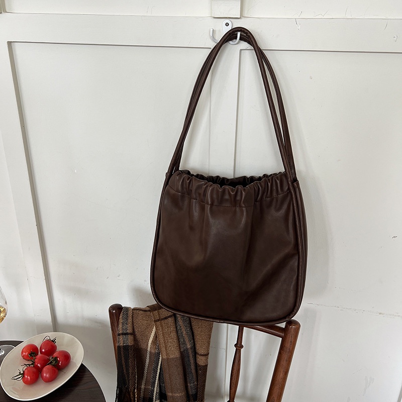 Túi Tote Đeo Vai Xếp Ly Cỡ Lớn Màu Đen Phong Cách Hàn Quốc Cổ Điển Thời Trang 2023 Cho Nữ