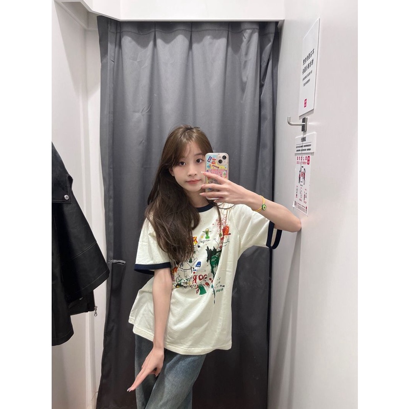 COZOK Áo Thun Tay Ngắn Cổ Tròn In Họa Tiết Khối Màu Thời Trang Thường Ngày