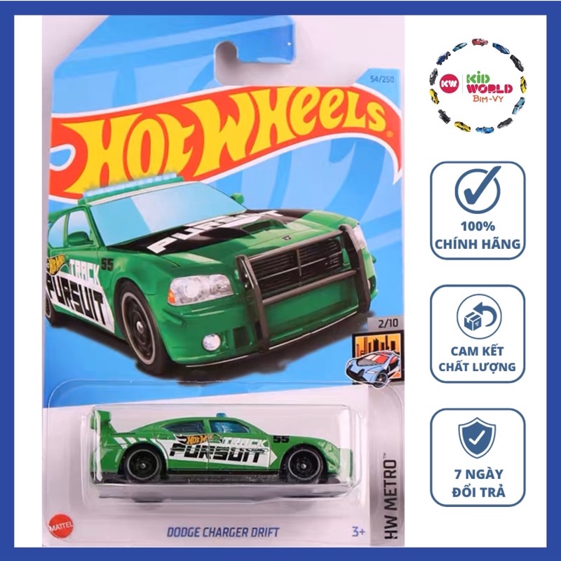 Xe mô hình Hot Wheels basic Cảnh sát Police Dodge Charger Drift HKG92.