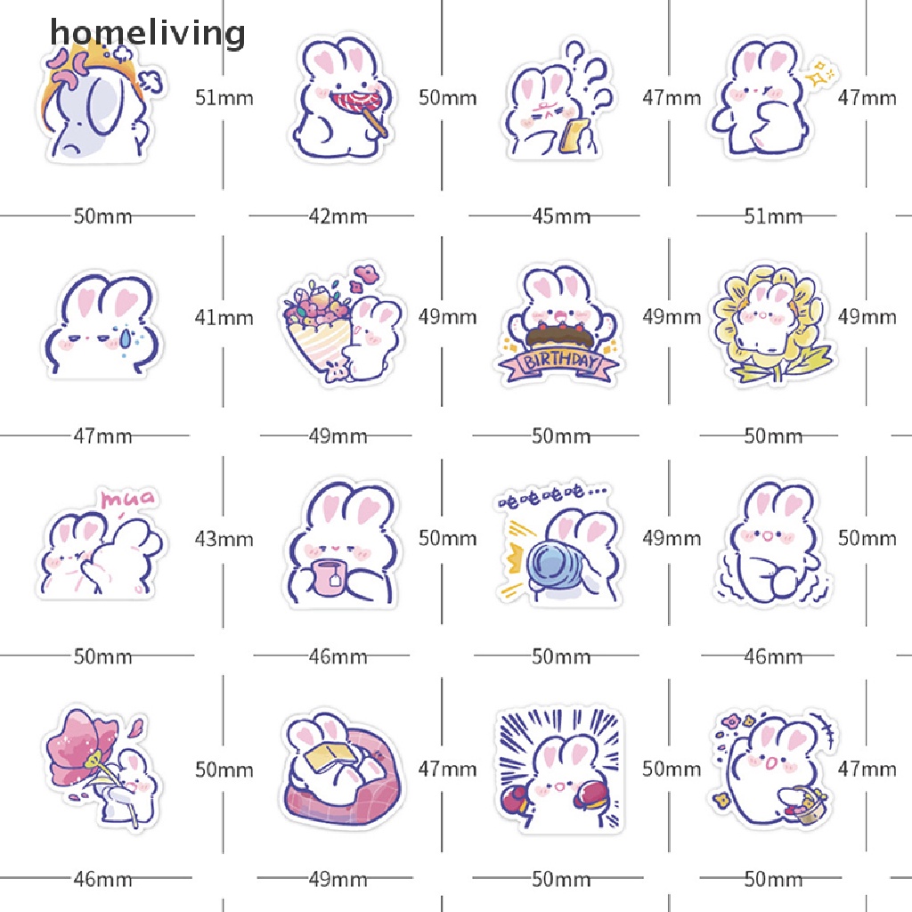 Bộ 60 Miếng Dán Trang Trí Sổ Tay / Nhật Ký Hình Thỏ Dễ Thương