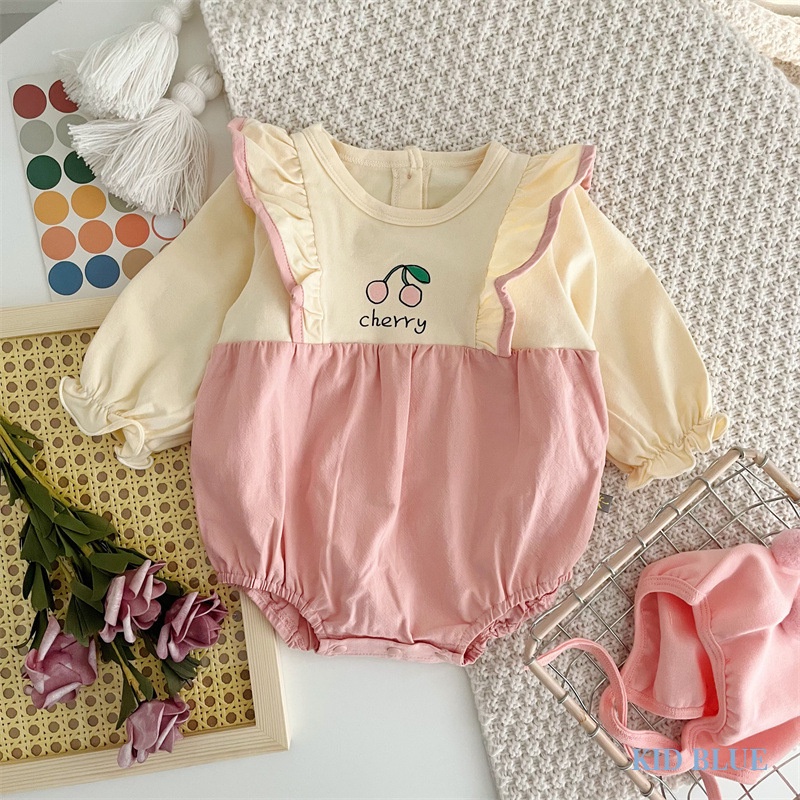 Áo Thun Tay Dài Cổ Tròn In Hình Quả Cherry Dễ Thương Dành Cho Bé Gái