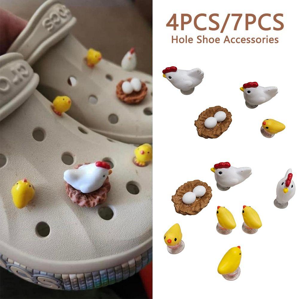.N 4 / 7 Cái Khóa Gà Con 3D Dễ Thương Gắn Giày Chất Lượng Cao