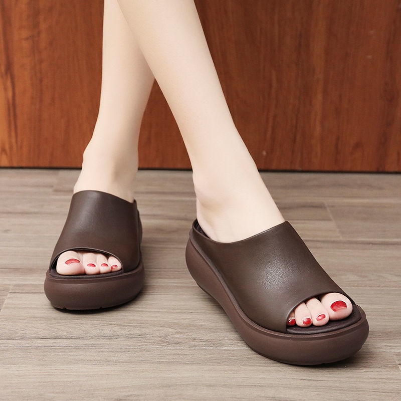 Dép Sandal Đế Xuồng Hở Mũi Phong Cách Retro Thời Trang Cho Nữ