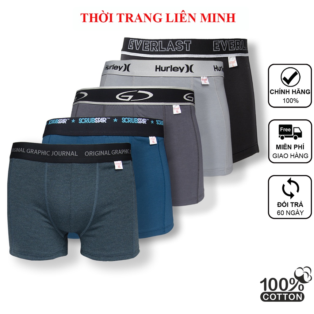 Combo 4 Quần lót nam boxer nhiều lưng cotton 4 chiều sịp đùi nam cao cấp CITYMEN