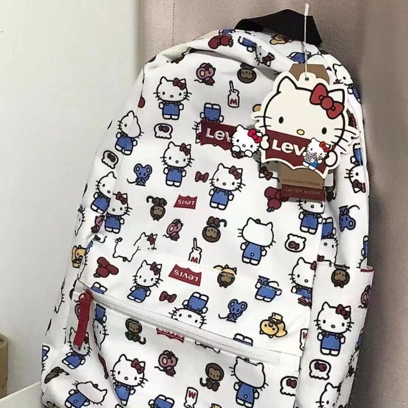 Balo Đi Học Cỡ Lớn In Họa Tiết Hello Kitty Đáng Yêu Cho Bé Gái