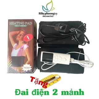 (tặng kèm thước dây) Đai điện quấn ủ nóng tan mỡ bụng, đùi, tay thiết kế đai đôi tiện lợi