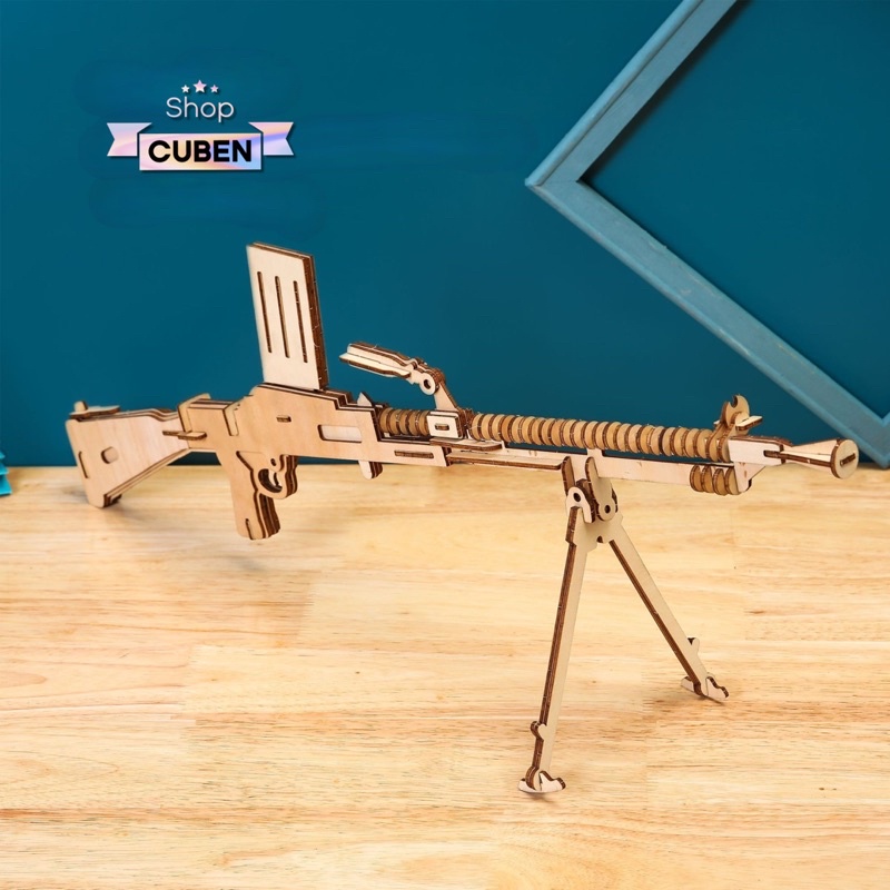 Đồ chơi lắp ráp 3D gỗ - Light machine gun-cắt laser
