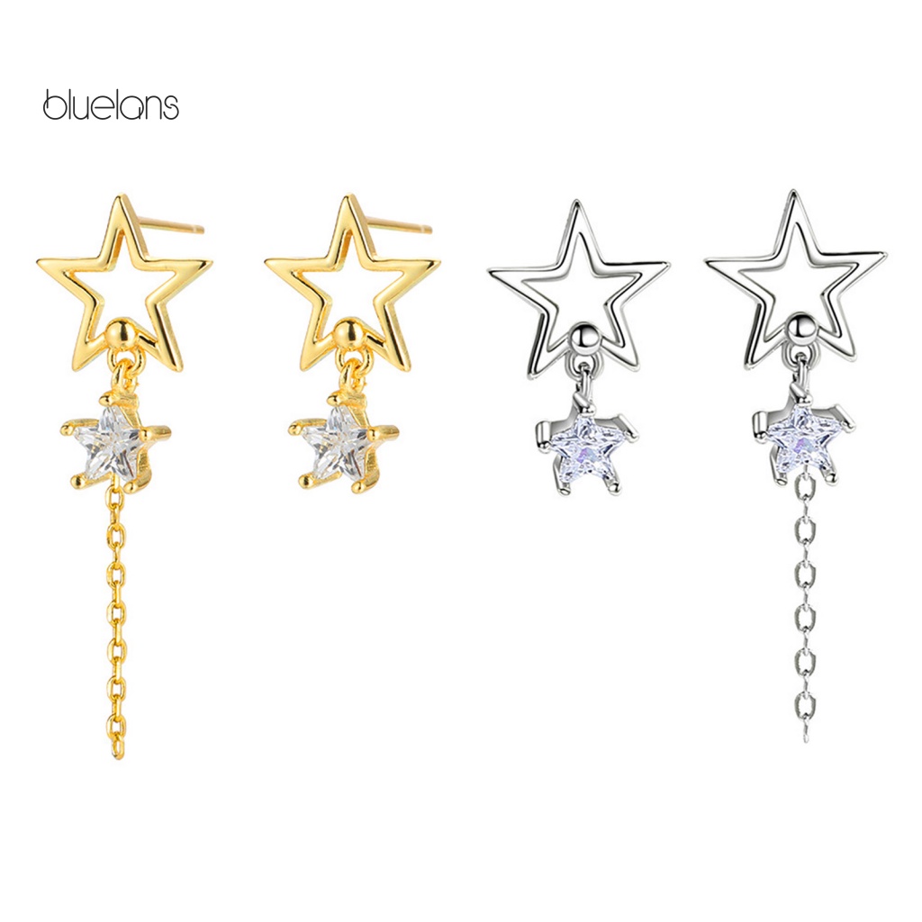 1 Đôi Bông Tai Đính Đá Zircon Hình Ngôi Sao Thời Trang