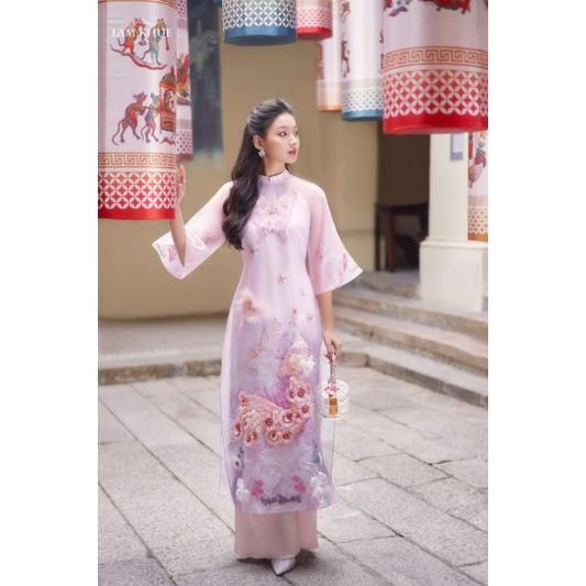 😍 Áo dài oganza đính kết thủ công cao cấp sang chảnh hàng thiết kế loại 1 ảnh thật 100%
