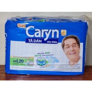Bỉm người già Caryn dạng dán full size M10/ML10/XL10 miếng, Bỉm người lớn chống trào 4 chiều dành cho người cao tuổi
