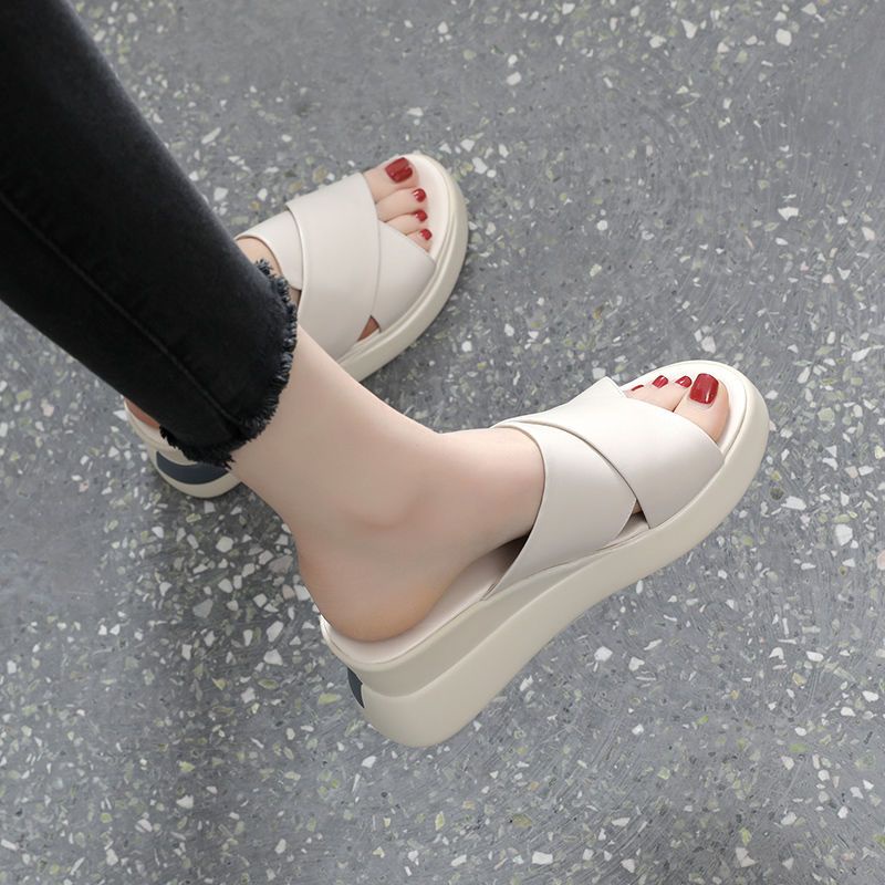 Dép Da Cao Gót Đế Xuồng Mềm Thời Trang Mùa Hè 2022 Cho Nữ