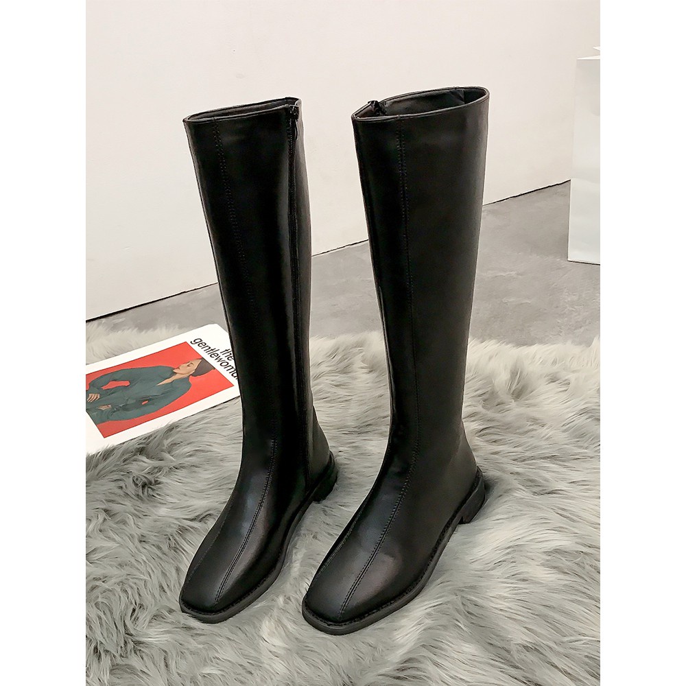 ORDER - Giày bốt, boot da mũi vuông cao cổ Hàn Ulzzang (Có ảnh thật)