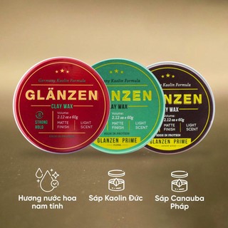 Combo sáp vuốt tóc Glanzen Clay Wax và xịt dưỡng tóc nam Glanzen Magic Spray