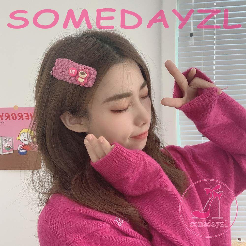 Kẹp Tóc Hình Gấu / Dâu Tây Phủ Lông Cừu Dễ Thương Phong Cách Hàn Quốc