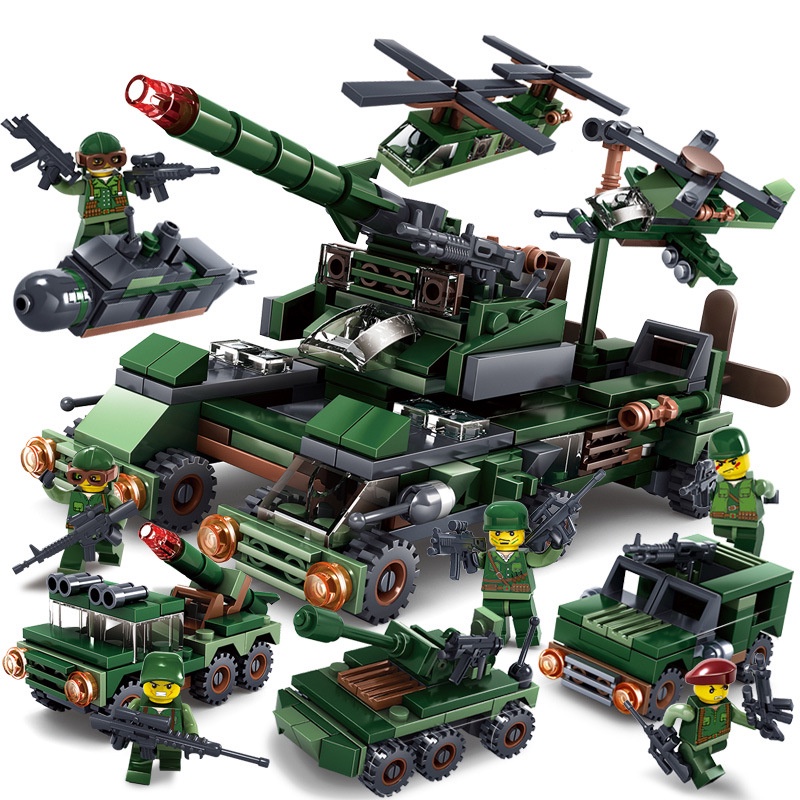 Lego xếp hình xe tăng chiến đấu 6 in 1 đồ chơi thông minh cho bé