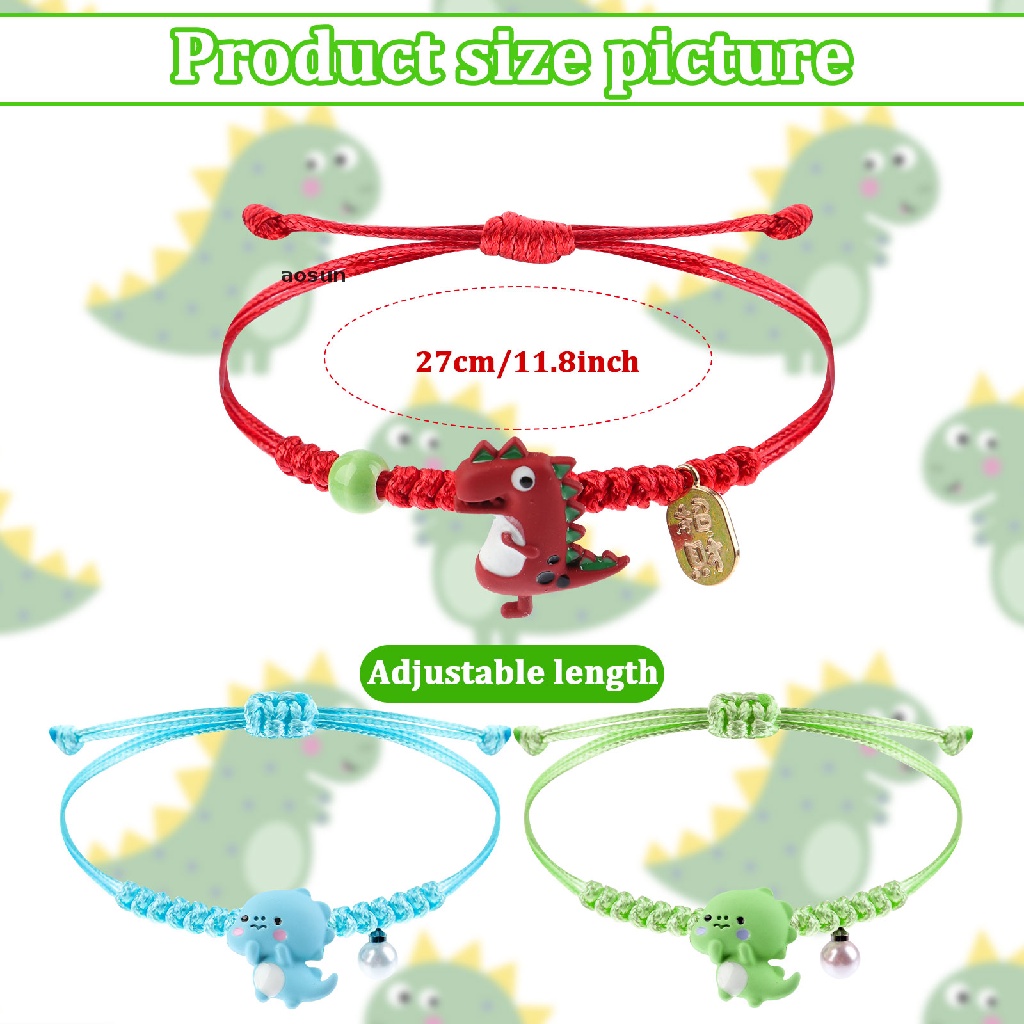 Aosun Set 12 Vòng Tay Tình Bạn Xỏ Hạt Hình Khủng Long Dễ Thương
