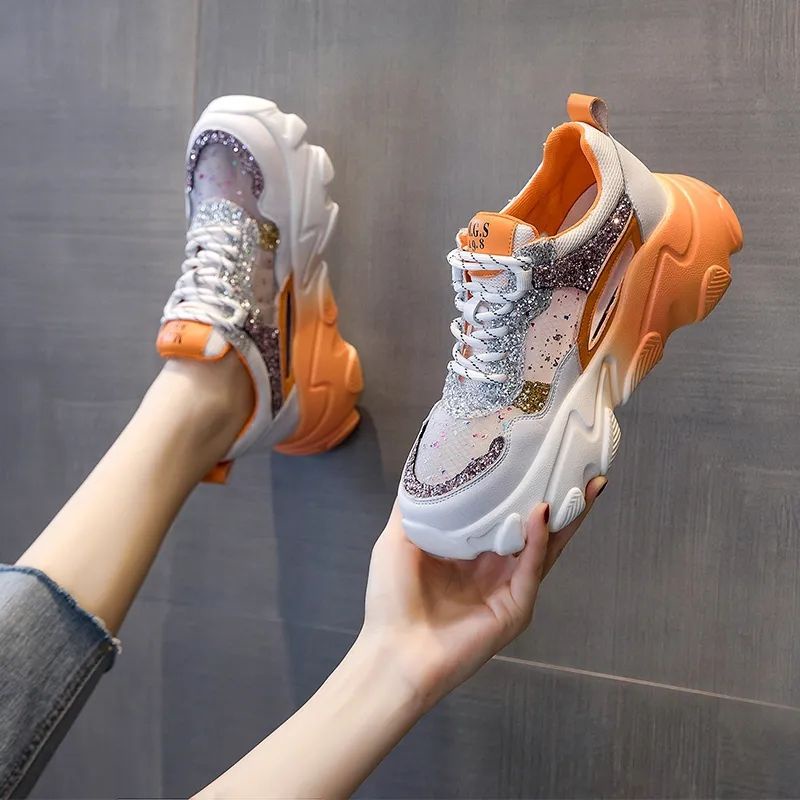 Giày Thể Thao Đế Dày Phối Lưới Thoáng Khí Thời Trang Mùa Hè 2021 Phong Cách Hàn Quốc Cho Nữ