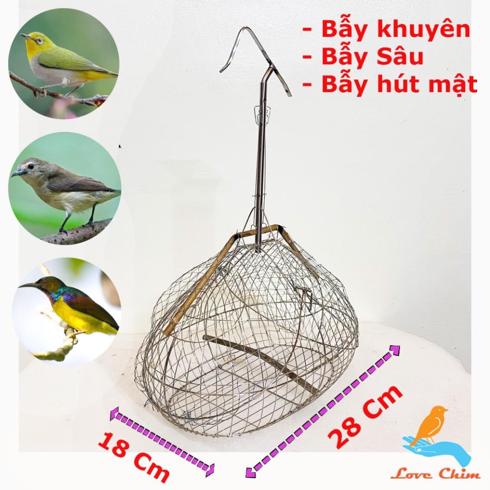 Lồng bẫy chào mào, chim khuyên chất liệu inox giá rẻ siêu nhạy, Bẫy chim Chào Mào - Khuyên giá rẻ, Lụp bẫy chim LOVECHIM