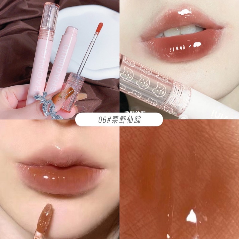 Set 3 Son kem bóng gấu hồng 🐻 Shaqinuo màu lâu phai màu sắc phù hợp với mọi người