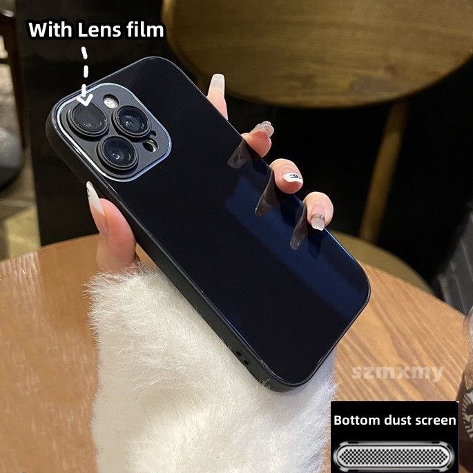 Ốp Điện Thoại Kính Cường Lực Viền Silicon Vuông Chống Sốc Cao Cấp Cho IPhone 14 12 13 Pro Max 14Plus