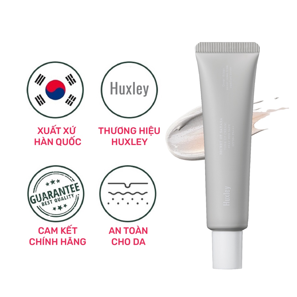 Kem chống nắng nâng tone, dưỡng ẩm da Huxley Tone Up Cream Stay Sun Safe SPF50+ PA+++ 35ml