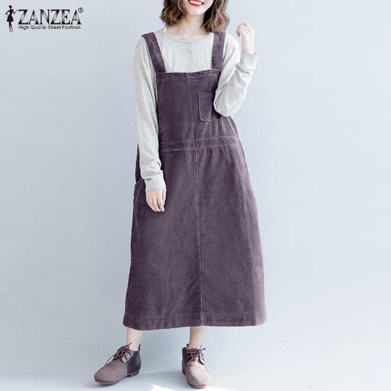 Đầm yếm ZANZEA cổ vuông phong cách cổ điển thanh lịch dành cho nữ