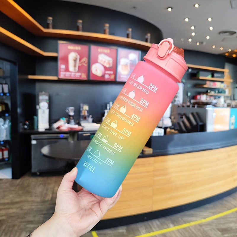Bình Đựng Nước Dễ Thương Có Vạch Báo Giờ Uống Nước