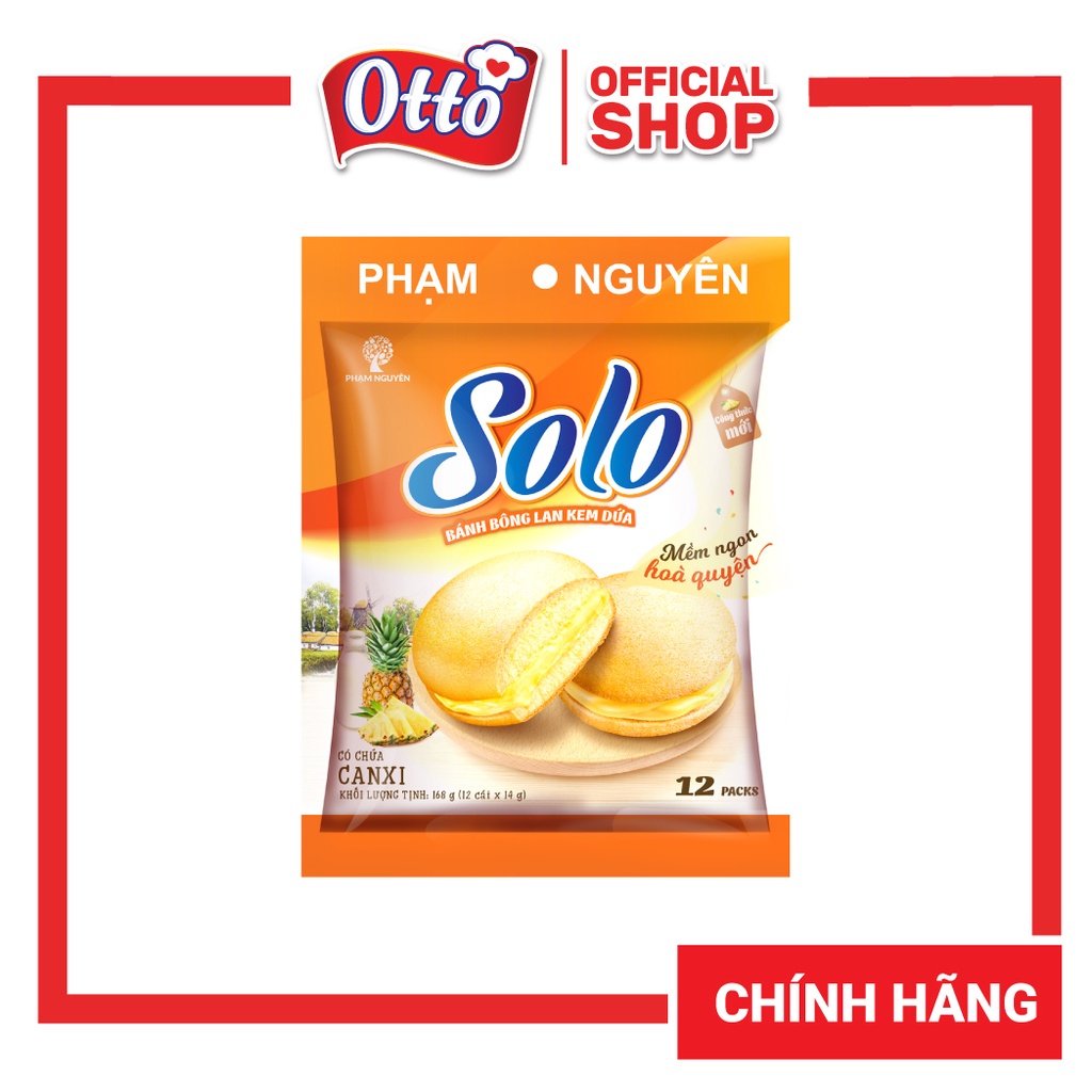 DATE 11 2023 CHÍNH HÃNG Bánh bông lan kem Solo 168g