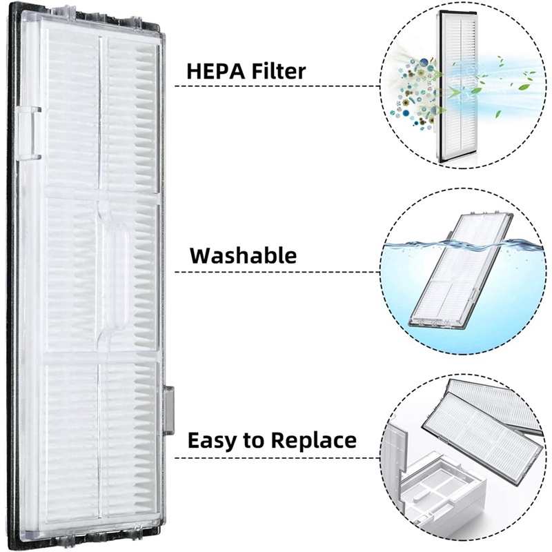 Bộ Phụ Kiện Màng Lọc HEPA Và Bàn Chải Chính Màu Đen Thay Thế Dành Cho Máy Hút Bụi Roborock S7 S70 S75 S7Max S7MaxV T7S