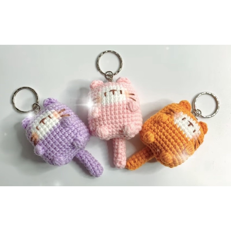 Set nguyên liệu làm móc khoá mèo con bằng len + video hướng dẫn