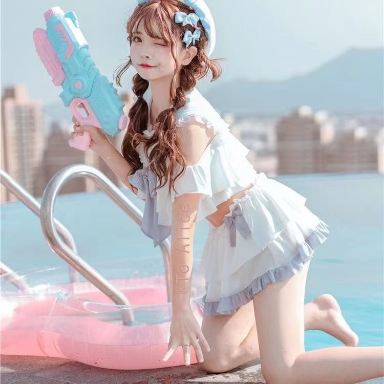 Bộ Đồ Bơi Cotton Cổ Thủy Thủ Dễ Thương Cho Nữ