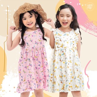 Váy Đầm Cho Bé Gái Size Đại Dáng Babydoll Xinh Phối Ren Mặc Mùa Hè Chất Liệu Thô Bông Cotton Họa Tiết Hoa Nhí