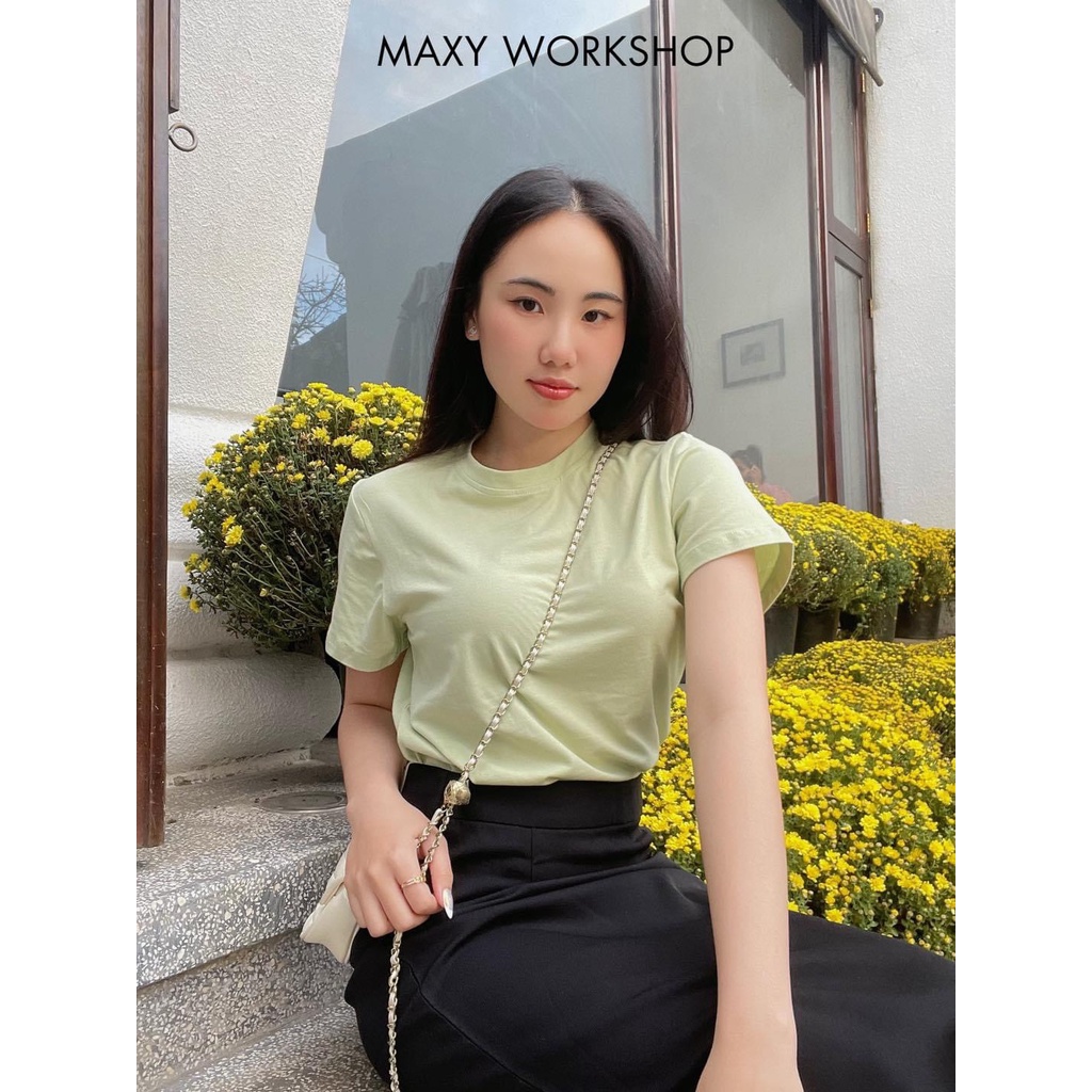 Áo thun nữ cổ tròn Mint Basic Tee Maxy Workshop