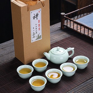 Bộ ấm trà gốm sứ gốm sứ men ngọc - bộ ấm trà bộ trà du lịch - bộ quà tặng trung thu có thể in logo