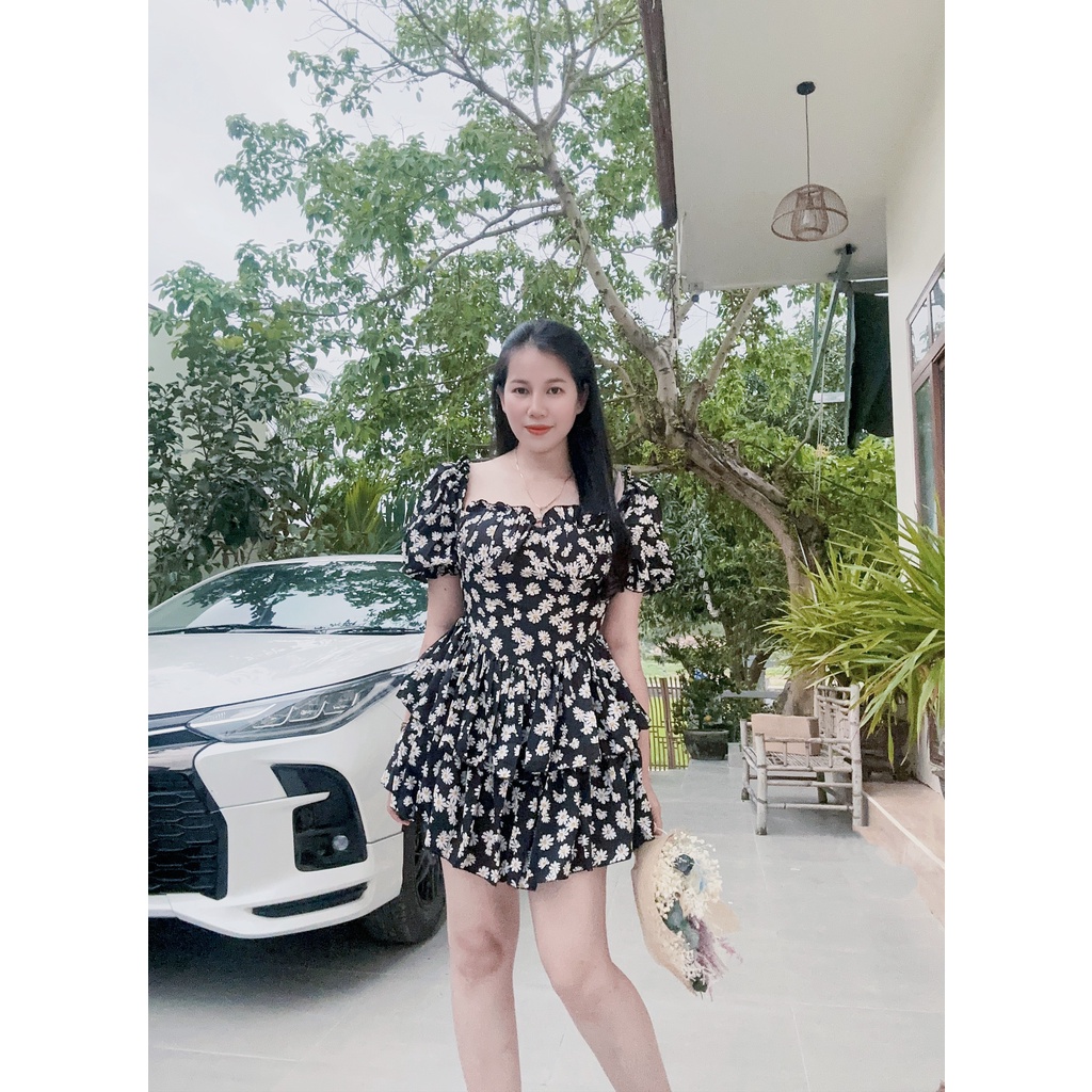 Đầm Jum Hoa Nhí Quảng Châu Cao Cấp - Set Váy Đầm Hoa Nhí Thiết Kế Tiểu Thư Dễ Thương - MS A25 (Sỉ LH Shop)