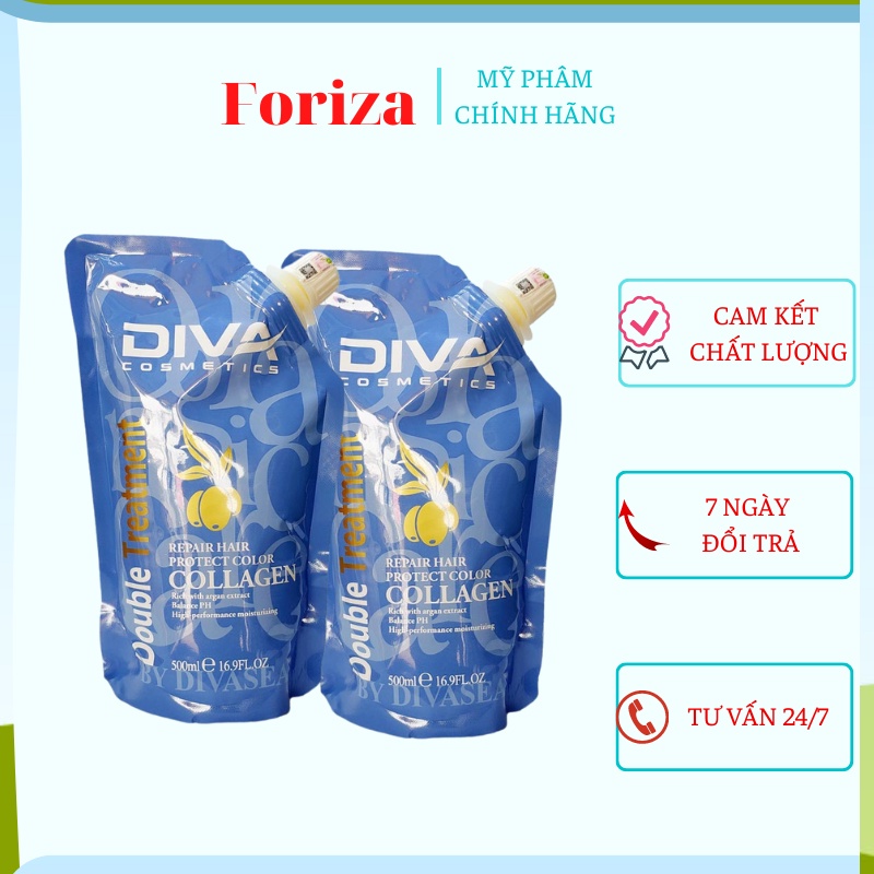 Kem ủ tóc COLLAGEN DIVA 500ml - Hấp tóc phục hồi hư tổn Foriza Store