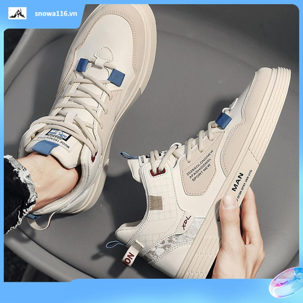 Có hàng sẵn Men High Top Shoes Causal Sports Leather Upper Rubber Sole Comfortable Men Board Shoes for Autumn Winter