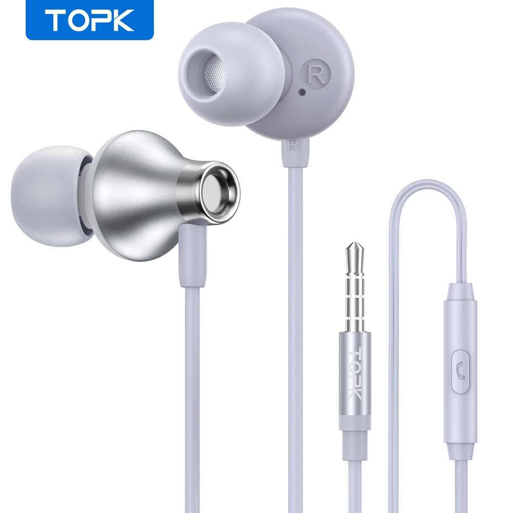 Tai nghe nhét tai TOPK F39 có micro jack 3.5mm âm thanh sống động cho SAMSUNG