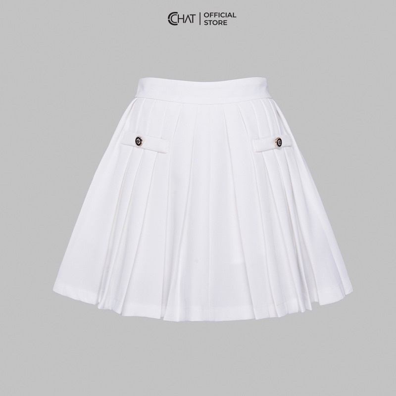Chân Váy 𝐂𝐂𝐇𝐀𝐓 Ly Lật Cơi Xếp Ly Dáng A Chất Liệu Tuytsi Cao Cấp 22CNS2005AT